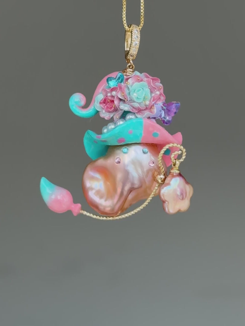 Cotton Candy Colorblock Baroque Pearl Necklace SKU1169