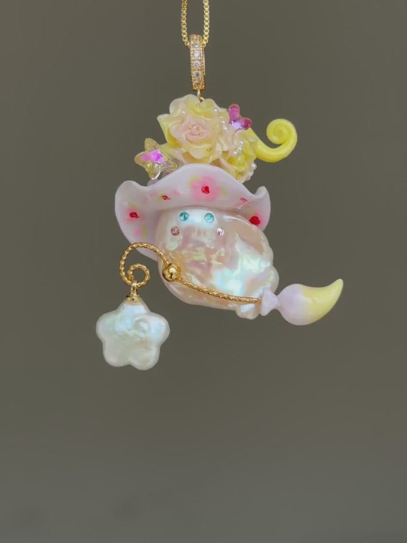 Little Pink Blossom Sprite Baroque Pearl Necklace SKUE360
