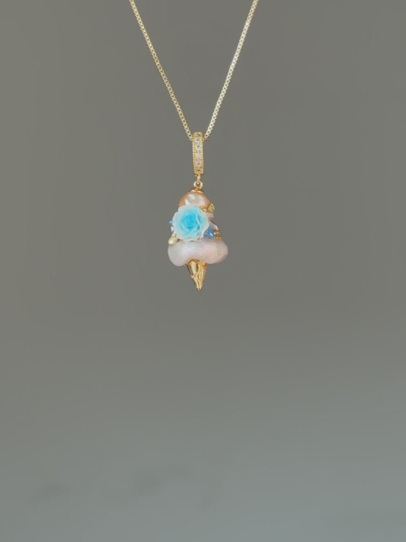 Blue Rose Gold Scoop Baroque Pearl Necklace SKUCR73