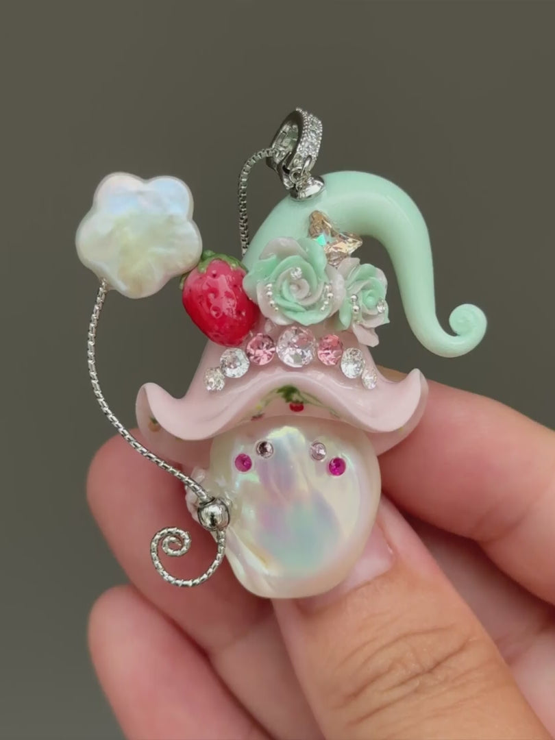 Strawberry Bloom Sprite Baroque Pearl Necklace SKU1107P946