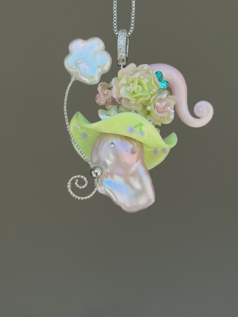 Cherry Sherbet Sprite Baroque Pearl Necklace SKUE73