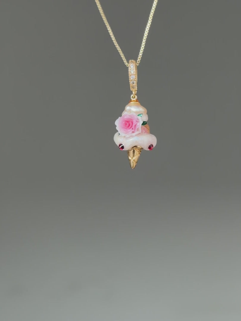 Pink Rose Jewel Scoop Baroque Pearl Necklace SKUCR71