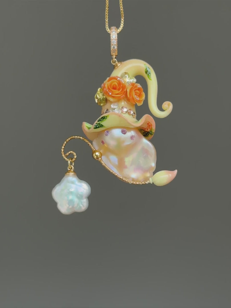 Hidden Citrus Sprite Baroque Pearl Necklace SKUE3