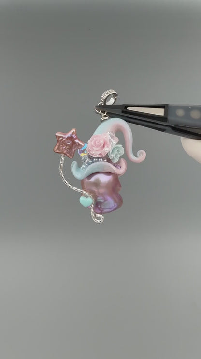 Hat Charms – Hand-Sculpted Mini Hat Pearl Necklace 231P292