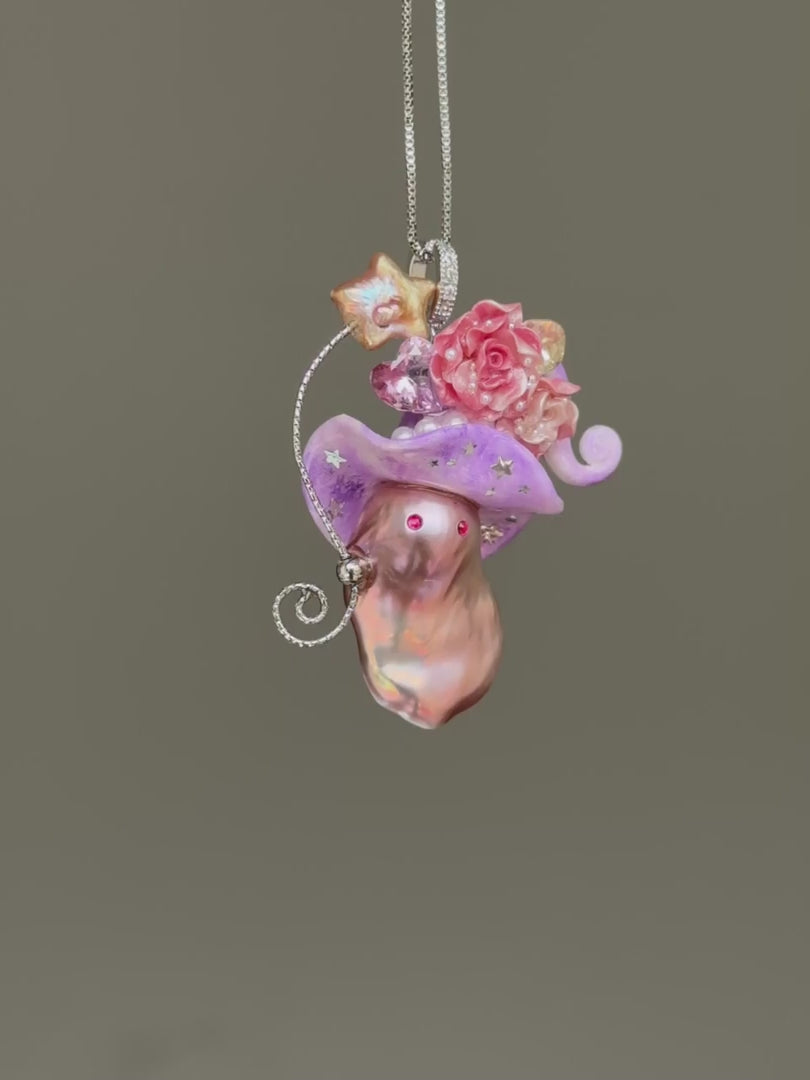 Lavender Swirl Sprite Baroque Pearl Necklace SKUE894