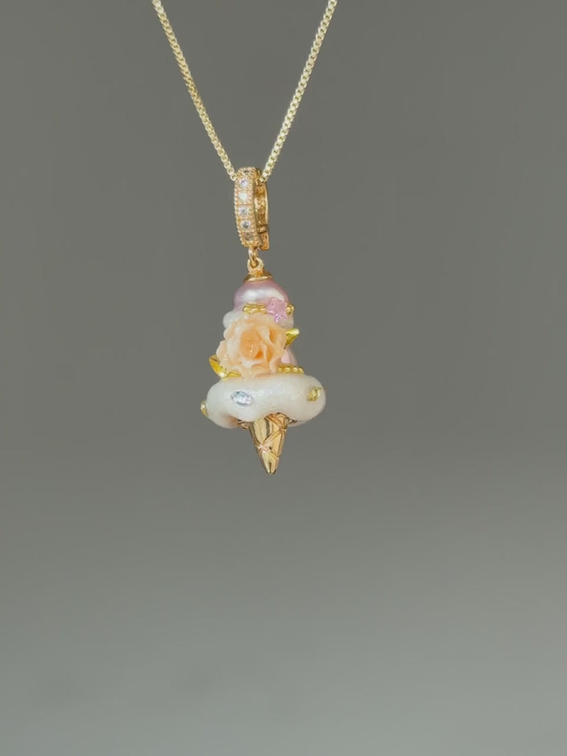 Apricot Rose Scoop Baroque Pearl Necklace SKUCR79