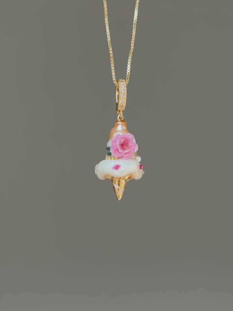 Pink Rose Jewel Scoop Baroque Pearl Necklace SKUCR85
