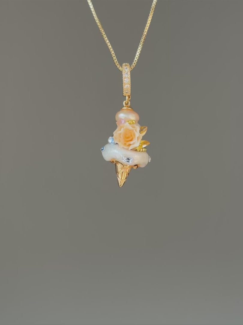 Orange Rose Jewel Scoop Baroque Pearl Necklace SKUCR77