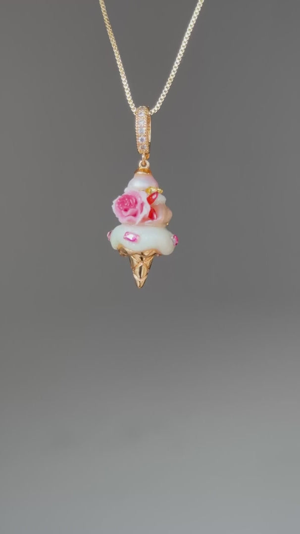 Pink Jewel Rose Scoop Baroque Pearl Necklace SKUCR76