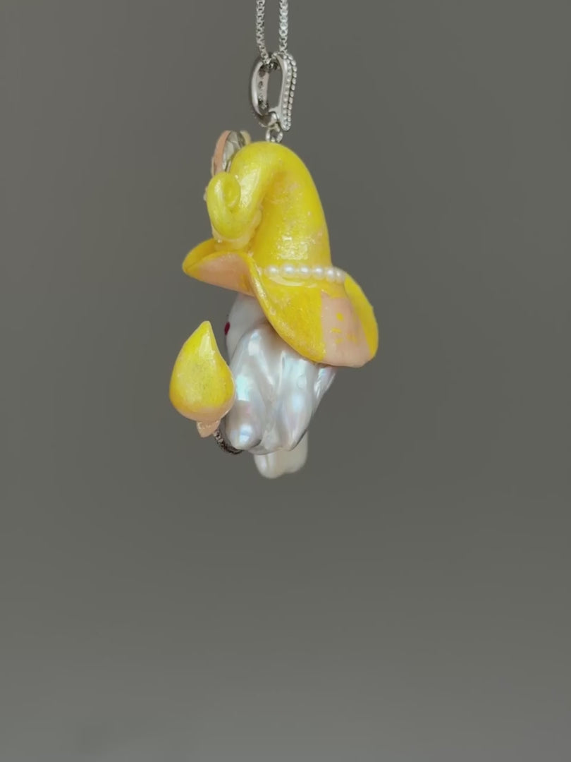 Golden Cat Motif Baroque Pearl Necklace SKUE1371