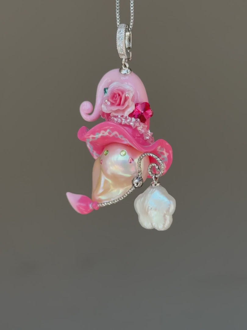 Pink Electric Sprite Baroque Pearl Necklace SKUE191