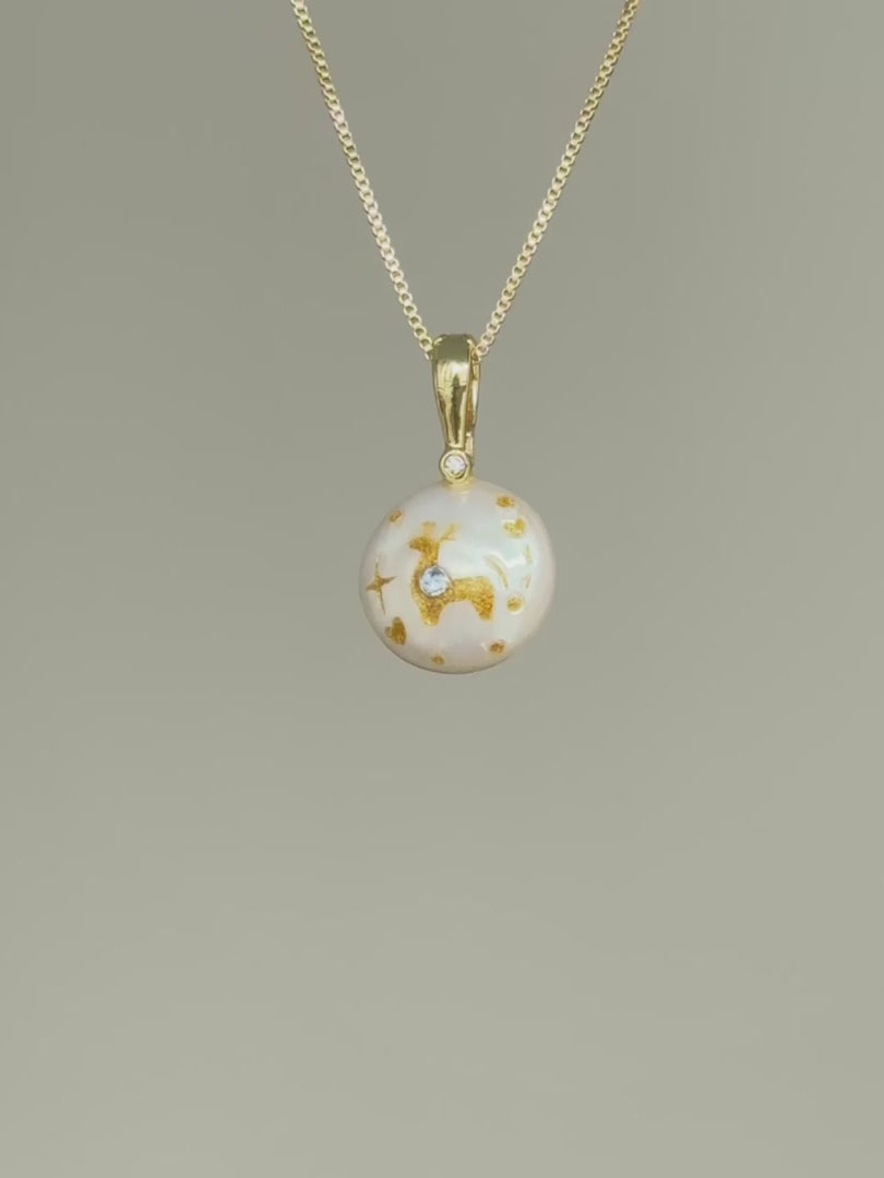 Prancing Fawn Button Baroque Pearl Necklace SKUO11
