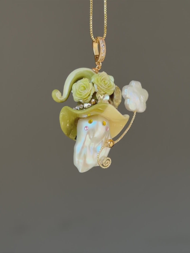 Butter Sage Colorblock Baroque Pearl Necklace SKUE1213