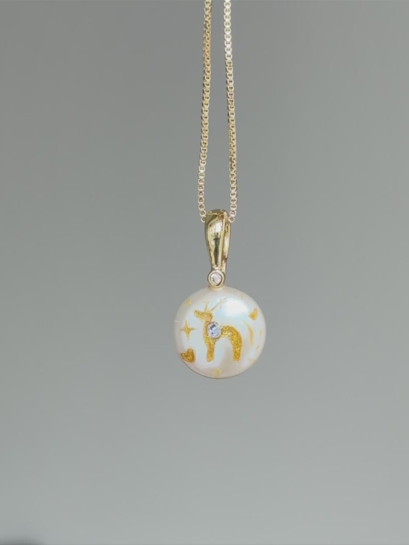 Prancing Fawn Button Baroque Pearl Necklace SKUO8