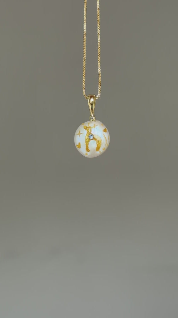 Prancing Fawn Button Baroque Pearl Necklace SKUO14