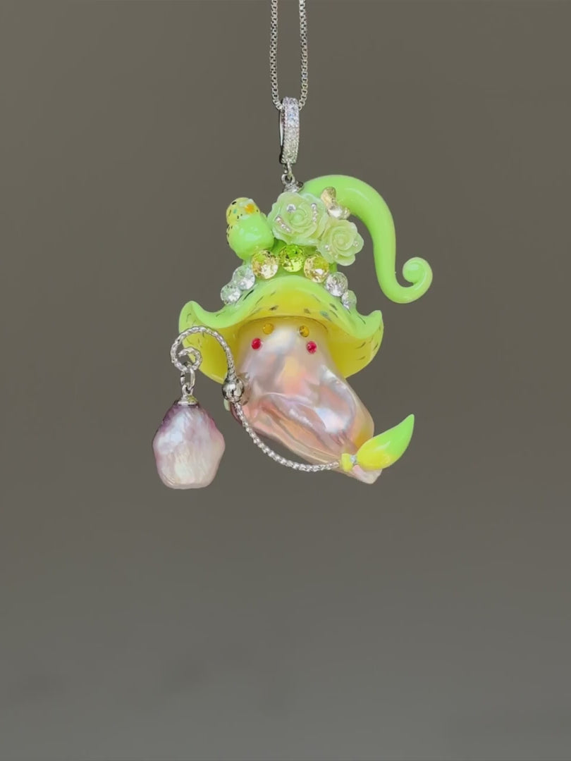 Emerald Parrot Sprite Baroque Pearl Necklace SKU1171P1553