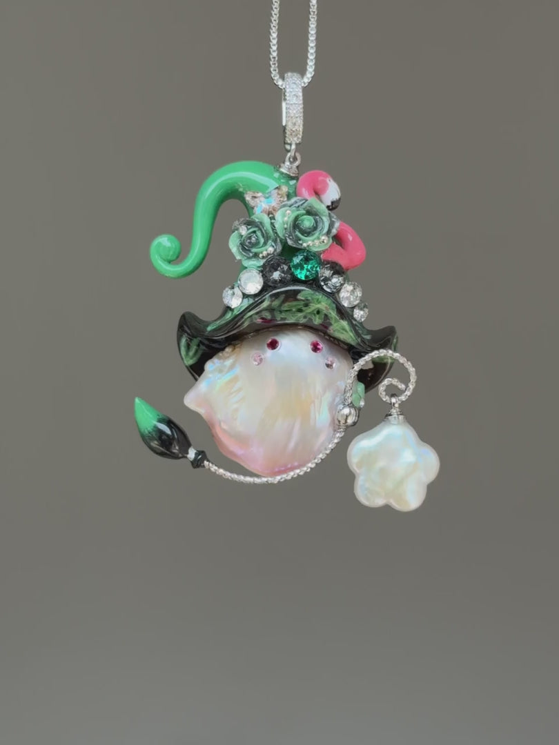 Flamingo Bloom Sprite Baroque Pearl Necklace SKU955P1227