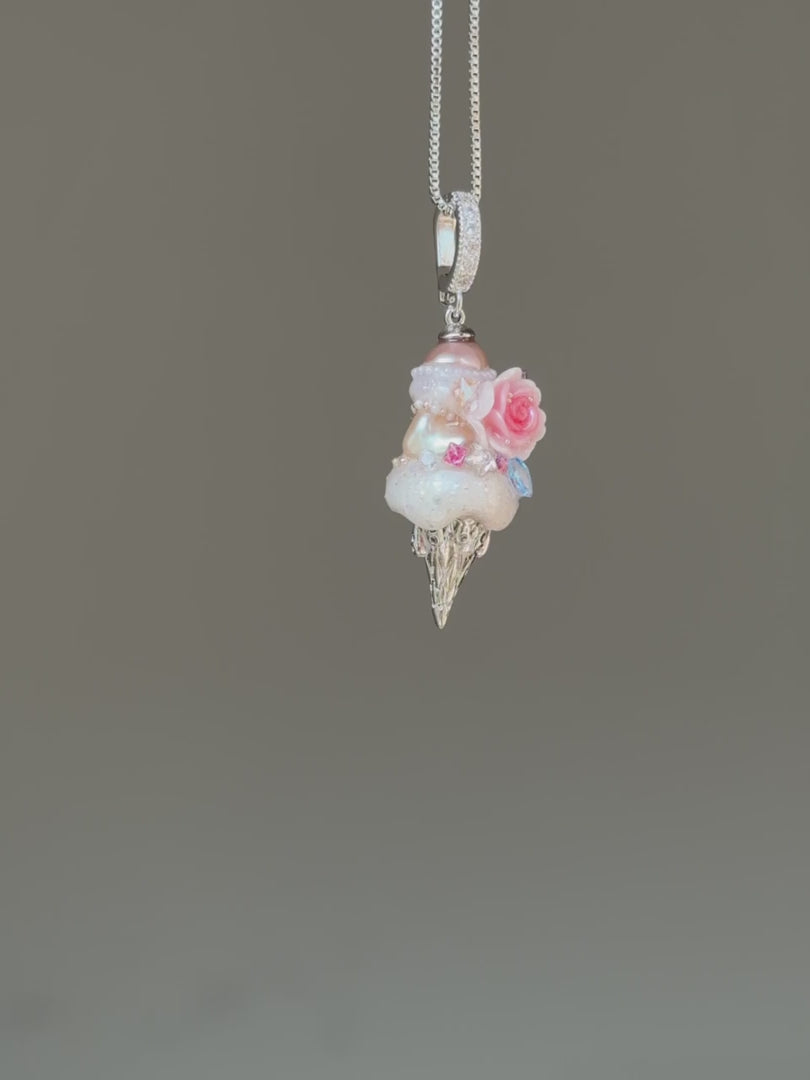 Rose Crystal Scoop Baroque Pearl Necklace SKUCR58