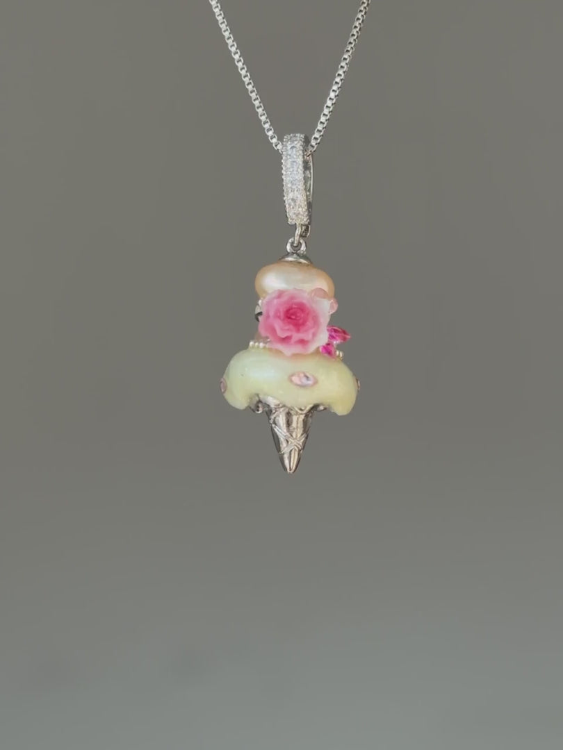 Pink Rose Sorbet Scoop Baroque Pearl Necklace SKUCR84