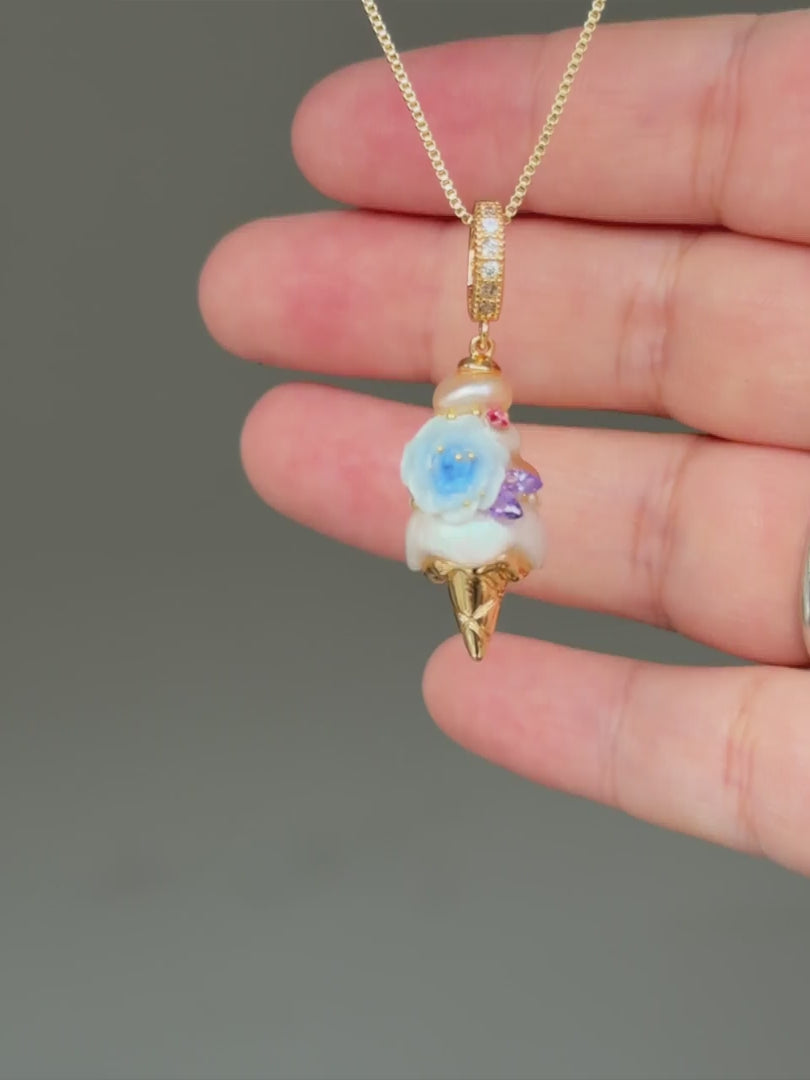 Blue Petal Scoop Baroque Pearl Necklace SKUCR64
