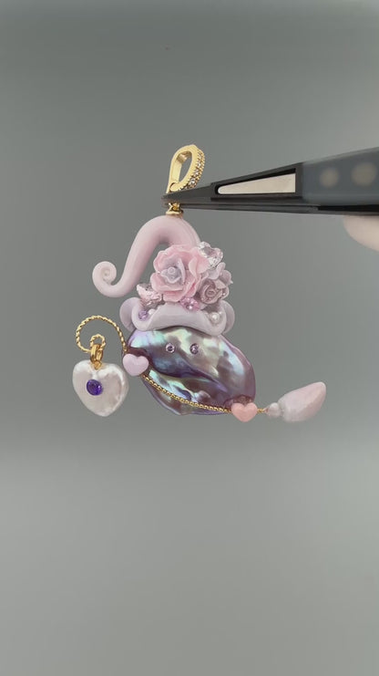 Hat Charms – Hand-Sculpted Mini Hat Pearl Necklace 377P596