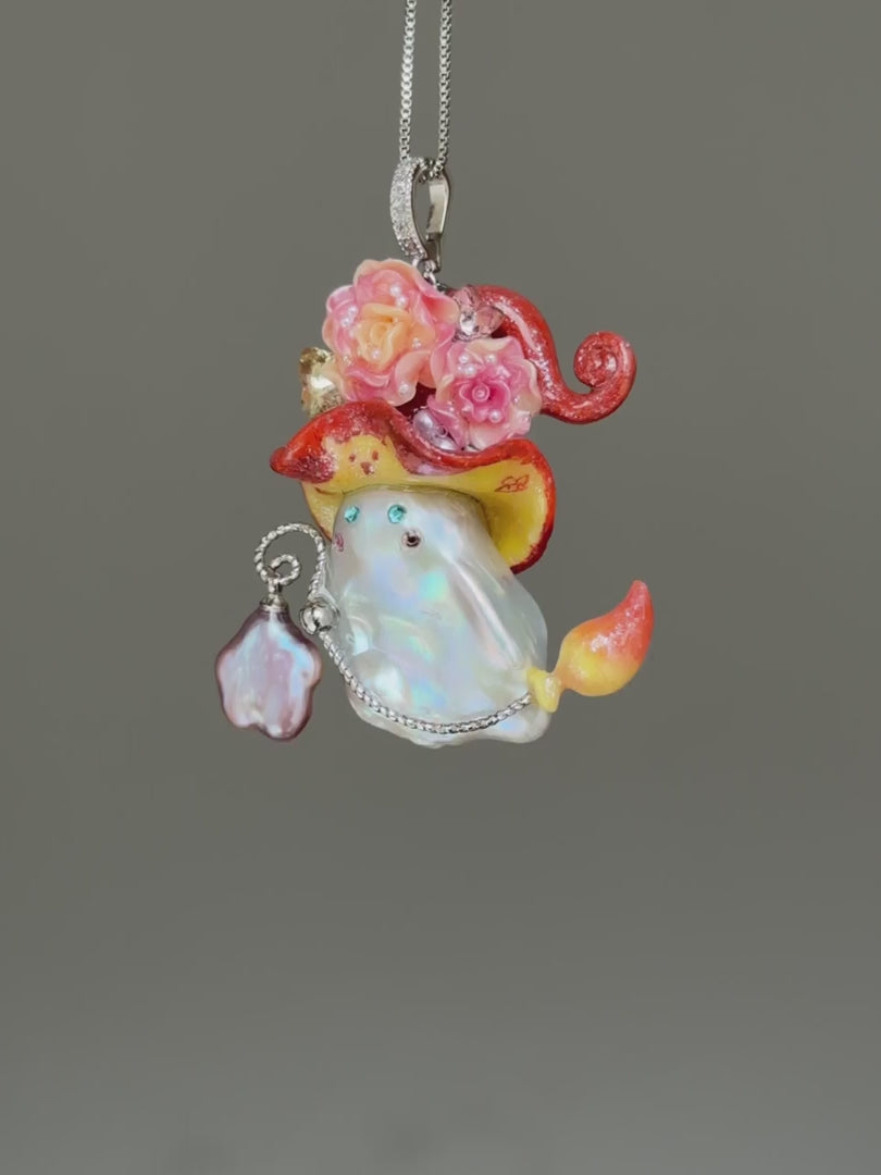 Honey Bear Motif Baroque Pearl Necklace SKUE1372