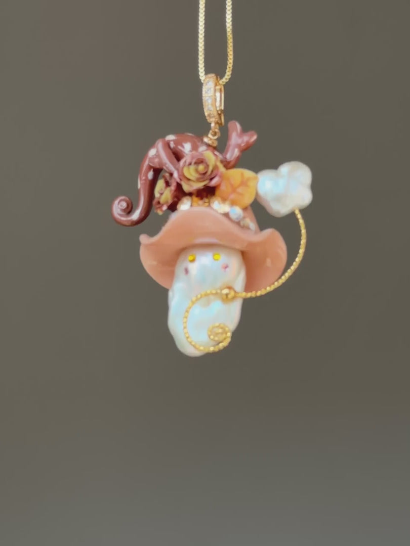 Woodland Fawn Sprite Baroque Pearl Necklace SKUE1226