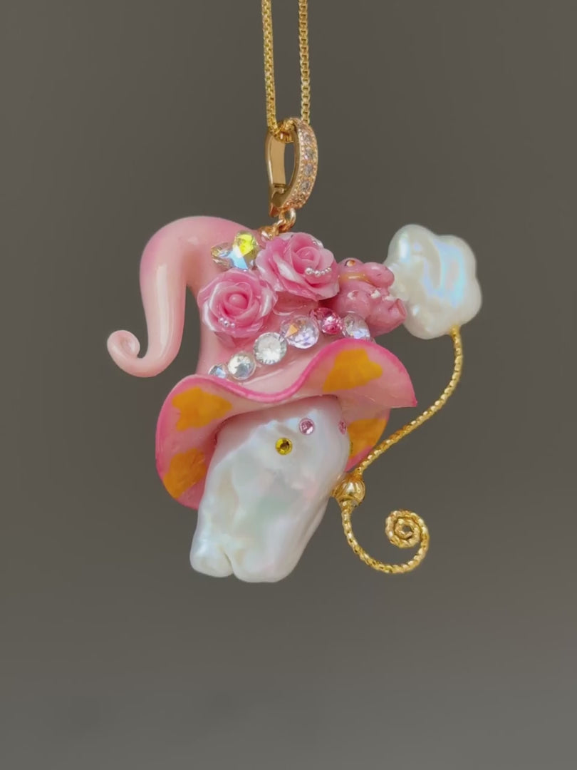 Banana Elephant Sprite Baroque Pearl Necklace SKUE277