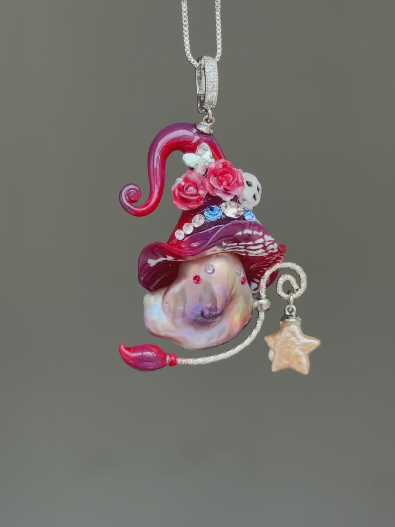 Skull Bloom Witch Baroque Pearl Necklace SKU1111P960