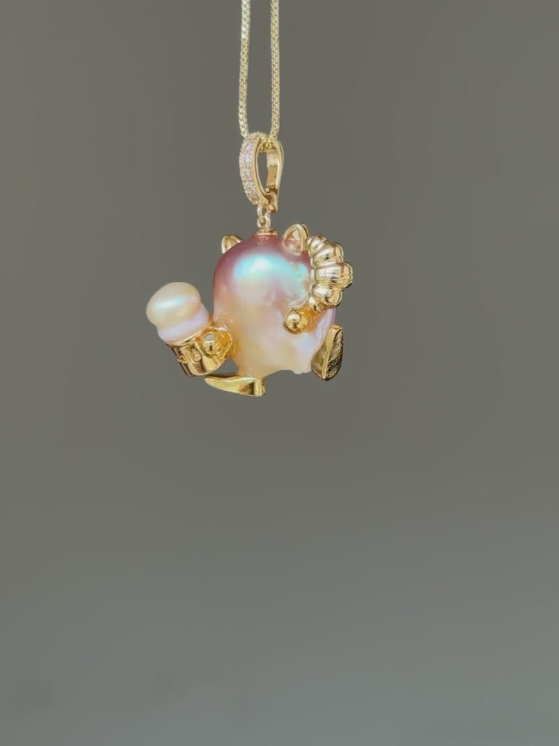 Croissant Kitty Baroque Pearl Necklace SKUE911