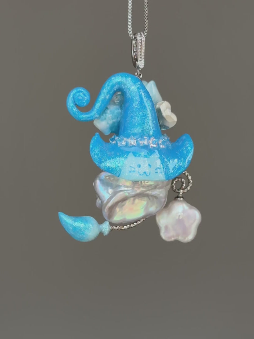 Blue Frost Colorblock Baroque Pearl Necklace SKUE1393