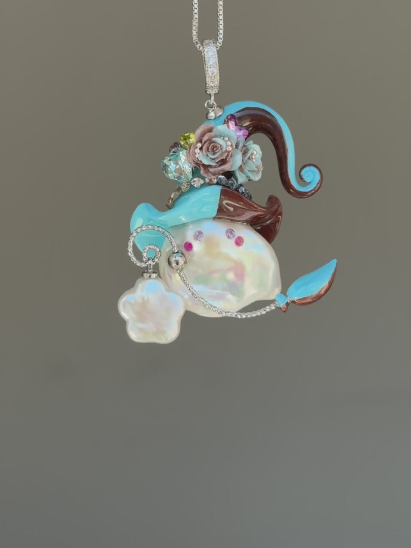 Blue Cocoa Colorblock Baroque Pearl Necklace SKUE473