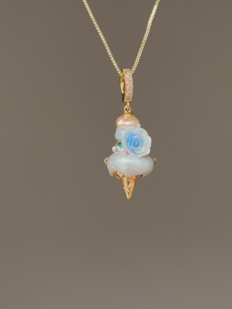 Blue Rosette Scoop Baroque Pearl Necklace SKUCR46