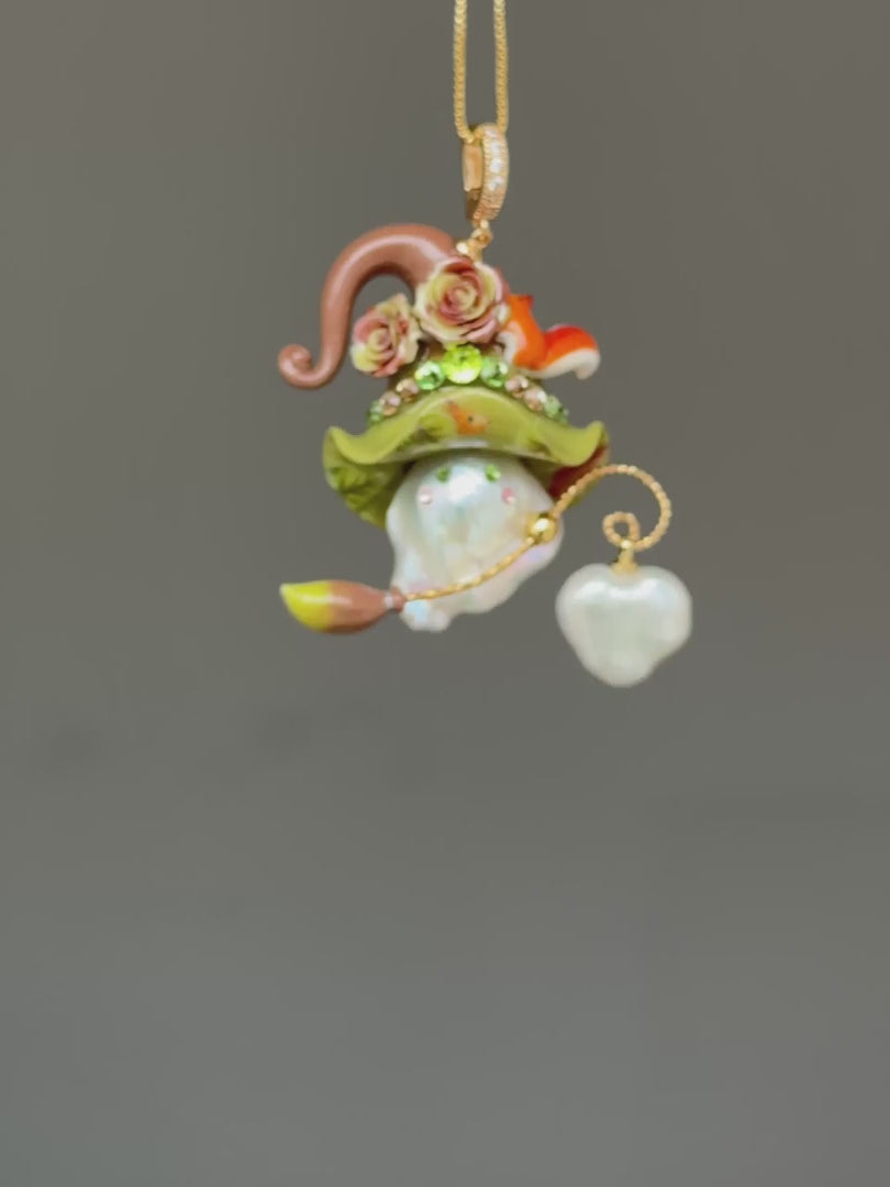 Woodland Squirrel Sprite Baroque Pearl Necklace SKUE1205