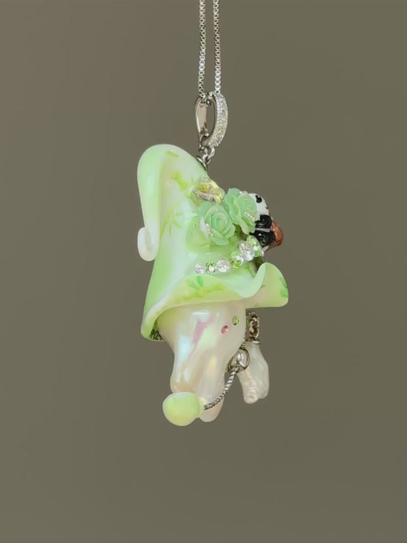 Bamboo Panda Sprite Baroque Pearl Necklace SKU140P124