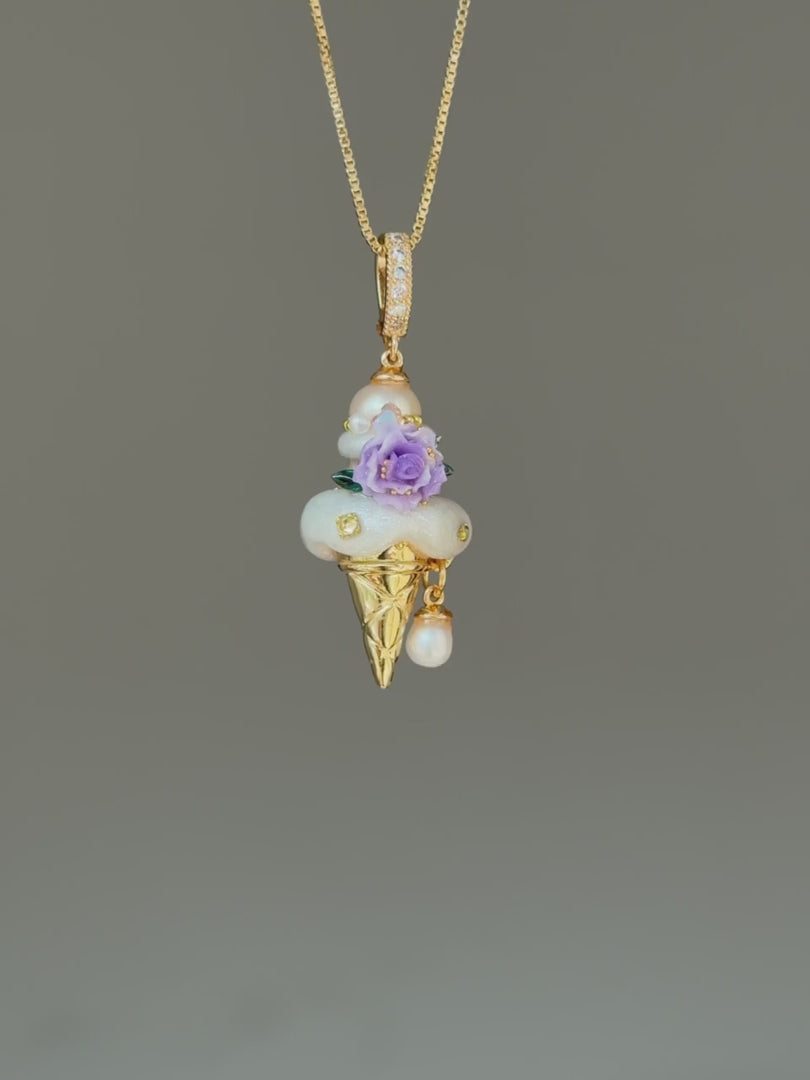 Lavender Rose Drop Scoop Baroque Pearl Necklace SKUCR75