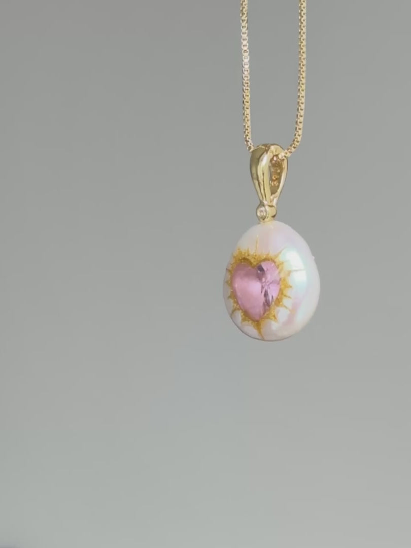 Radiant Heart Button Baroque Pearl Necklace SKUO7
