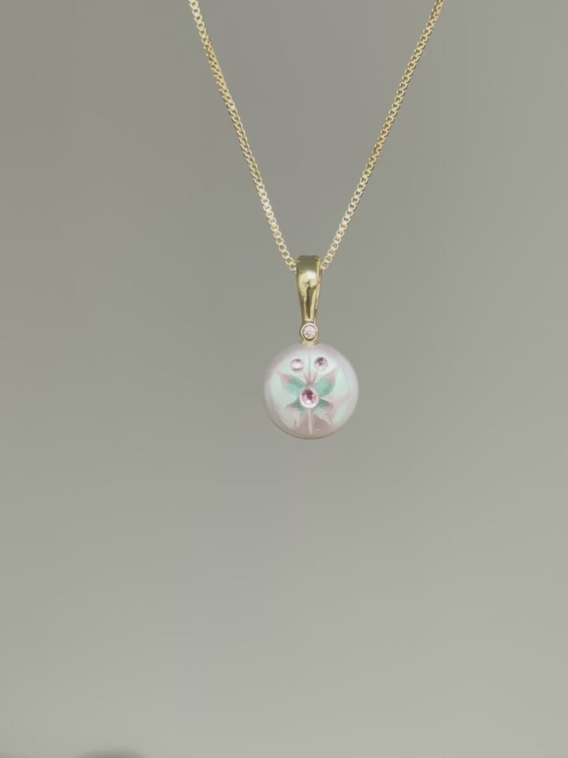 Butterfly Glow Button Baroque Pearl Necklace SKUO13