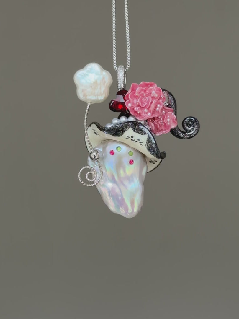 Midnight Cat Bloom Baroque Pearl Necklace SKUE1388
