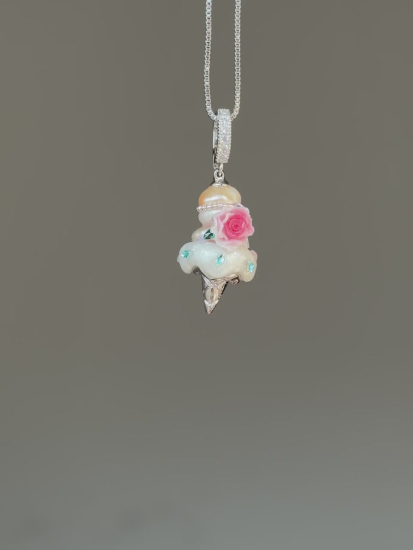Aqua Jewel Rose Scoop Baroque Pearl Necklace SKUCR82