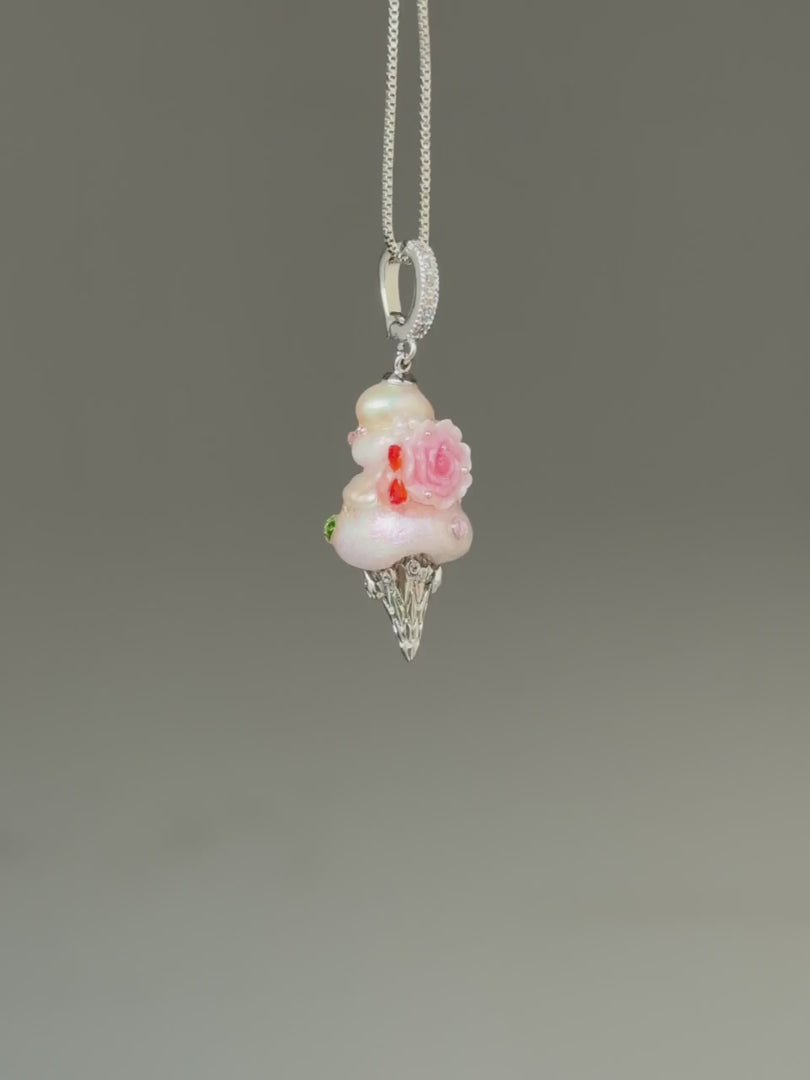 Rose Meringue Scoop Baroque Pearl Necklace SKUCR30