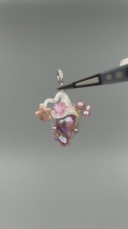 Hat Charms – Hand-Sculpted Mini Hat Pearl Necklace 047P186