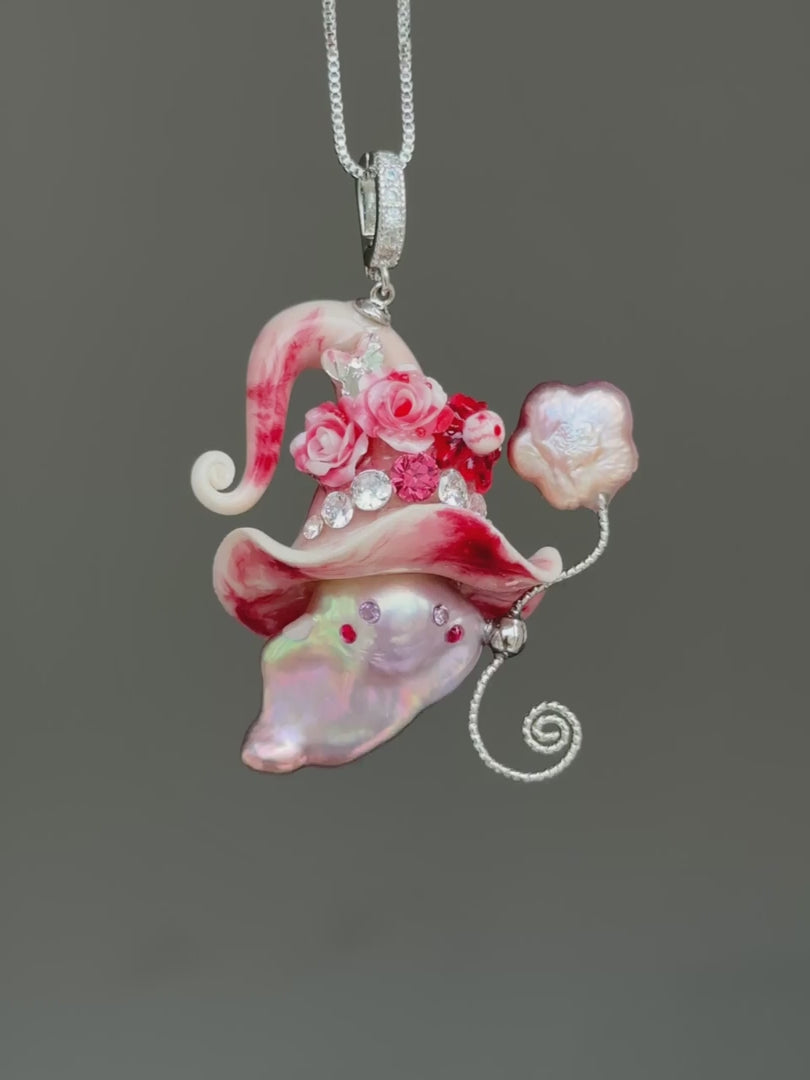 Blood Bloom Witch Baroque Pearl Necklace SKU736P887
