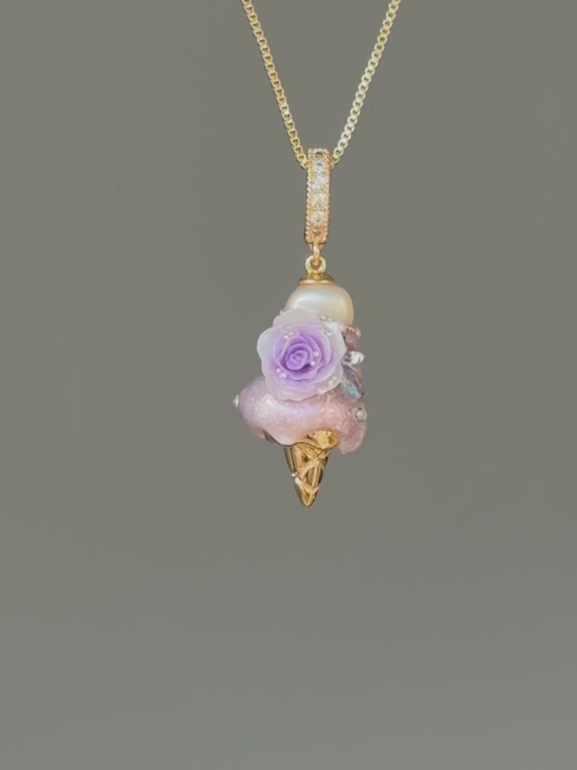 Lavender Rosette Scoop Baroque Pearl Necklace SKUCR47
