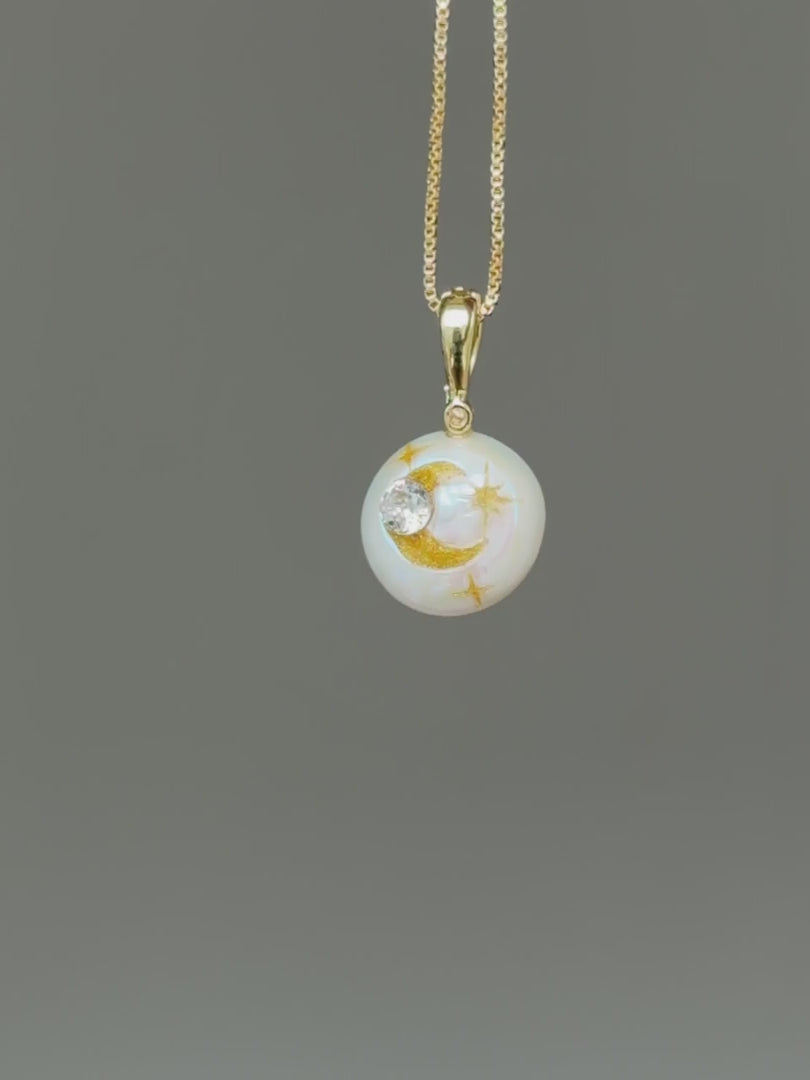 Moonlit Wish Button Pearl Necklace SKUO1