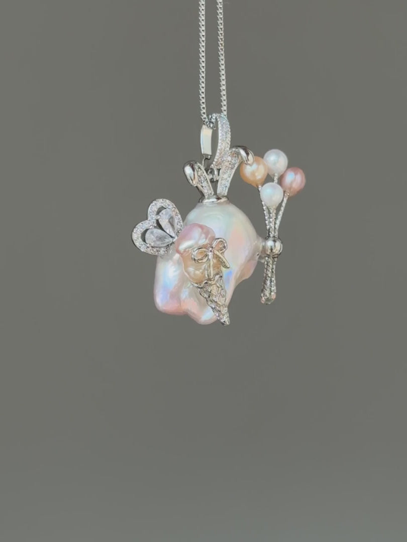 Bunny Balloon Sprite Baroque Pearl Necklace SKUE1503