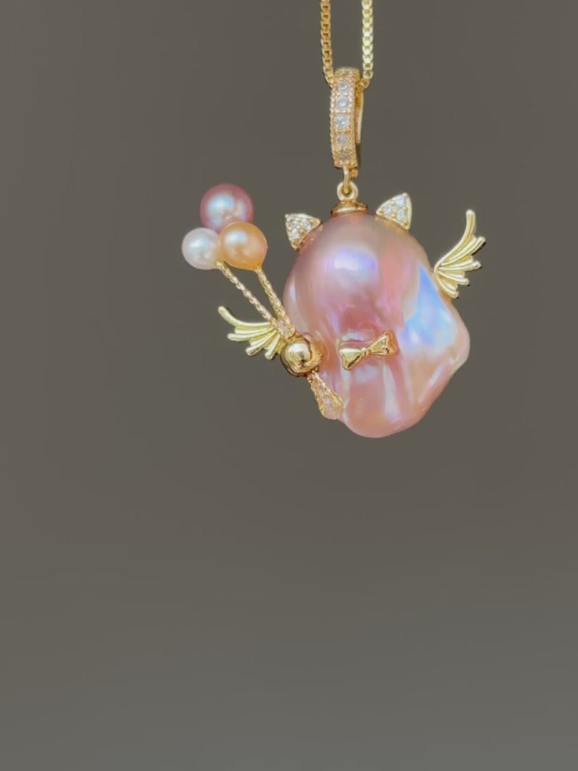 Winged Cherub Baroque Pearl Necklace SKUE111