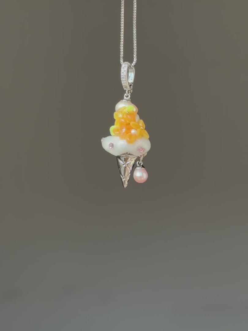Golden Citrus Scoop Baroque Pearl Necklace SKUCR69