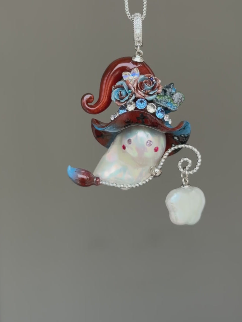 Moonlit Graveyard Witch Baroque Pearl Necklace SKUE461