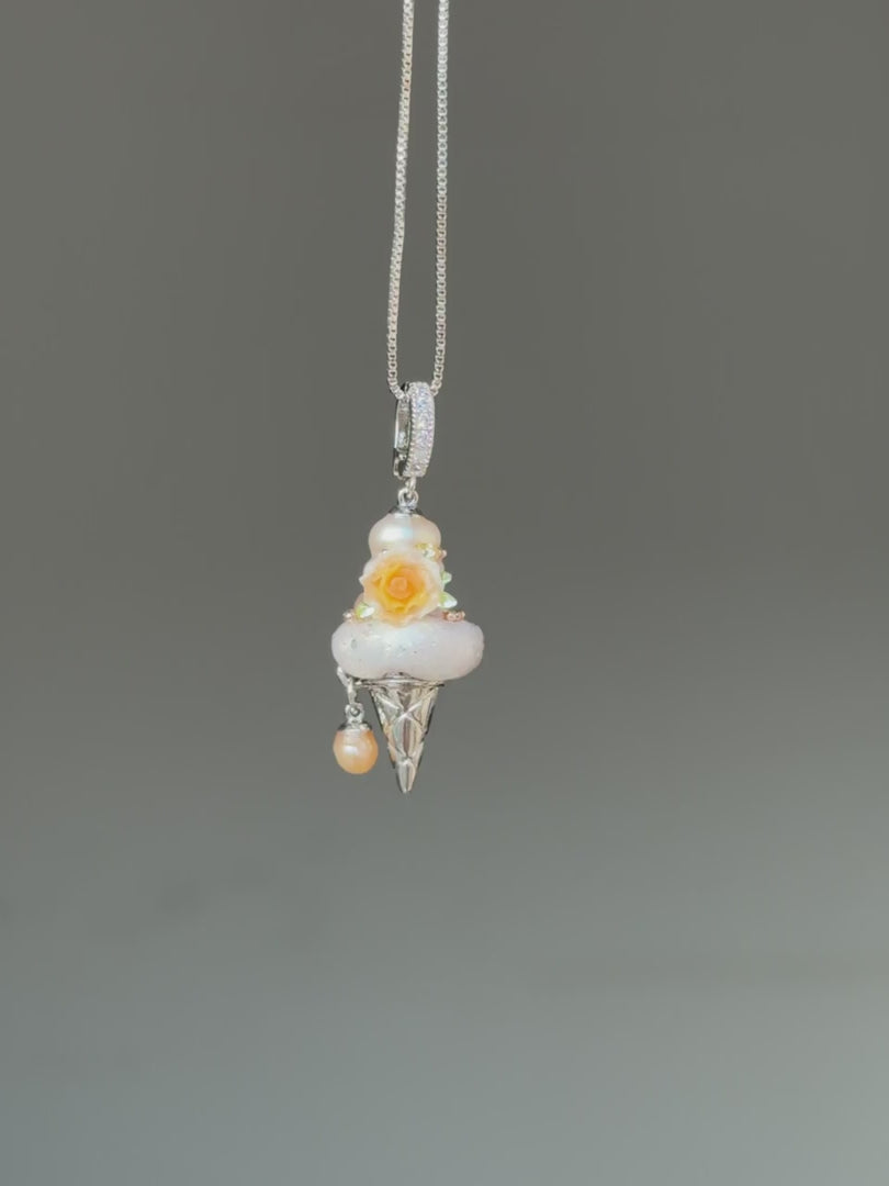 Golden Rose Drop Scoop Baroque Pearl Necklace SKUCR67